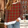 Women's Loose Fit Crewneck Sweatshirt with Scalloped Hem, Christmas Print Long Sleeve Pullover Top