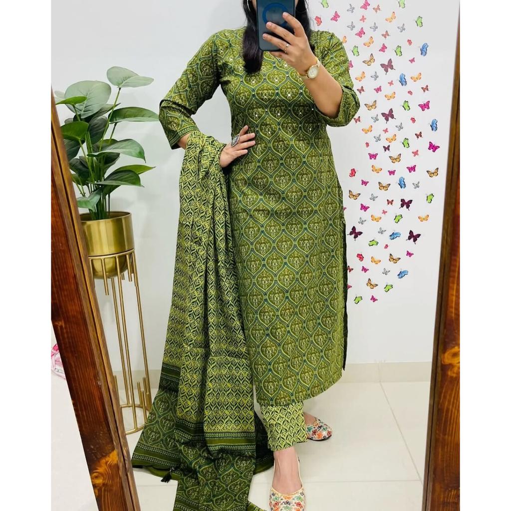 Women Designer Kurta Pant Dupatta Set Indian Party Wear Salwar Suits Kurti Dress 2381