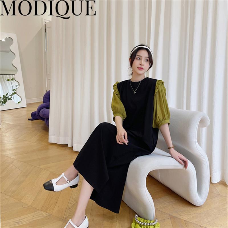 MODIQUE Summer Plus Size New Dress Shirt Women Loose Streetwear Cotton Linen Sweet  Dress - Casual Female Dresses O-Neck Lantern Sleeve