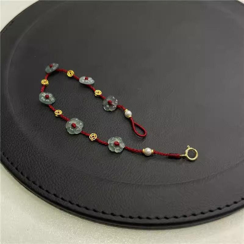 Chinese Style Simple Line Lucky Amulet Bracelet Flower Beaded Bracelet For Women Handmade Rope Bracelet Jewelry