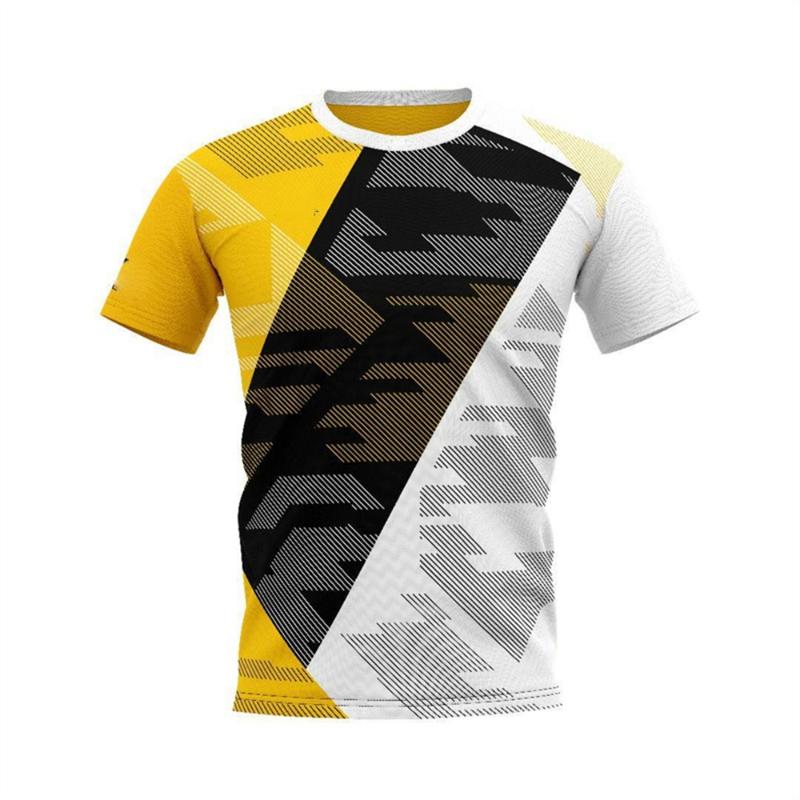 Modisches Geometrisches Muster 3D Gedrucktes T-Shirt Sommer Lässig Laufen Sportshirt Herren Locker und Atmungsaktiv Fitnessball Anzug