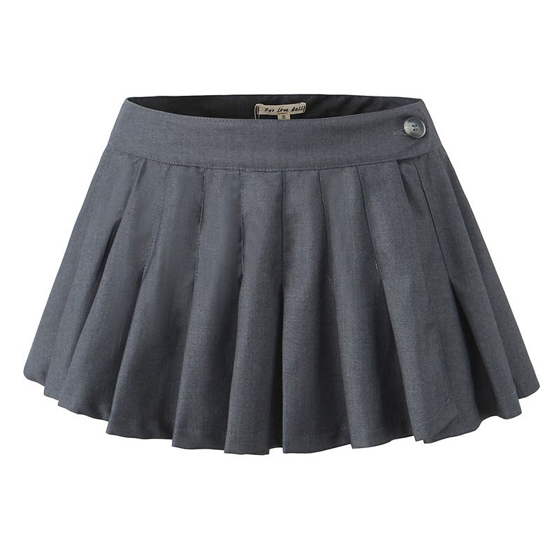 

Wild Cat American Retro Sexy Wind Stylish Slim Looking Low Waist Fashion Tape A- line Pleated Skirt Skirt Grey Pleated Skirt S