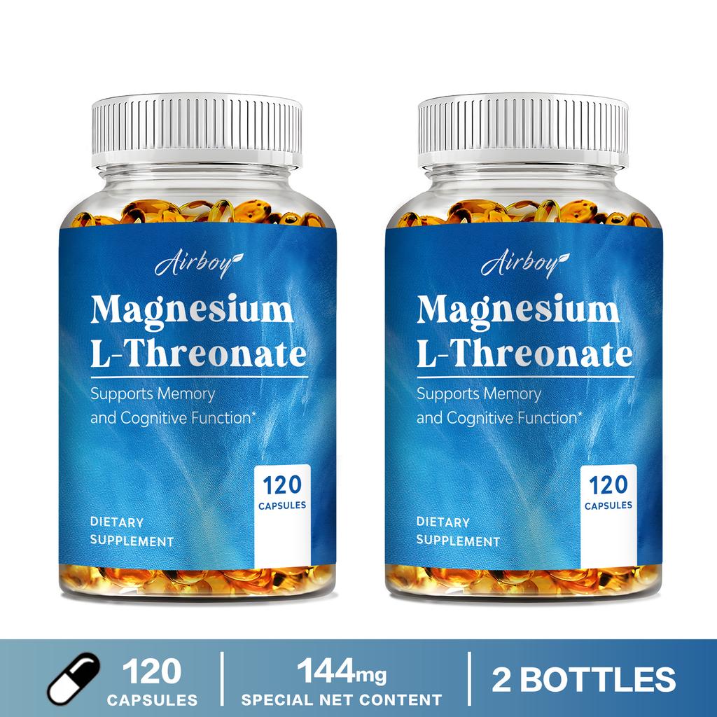 Airboy Magnesium L-Threonate 144mg 120 Capsules - Cognitive Support, Daily Wellness, Mineral Support