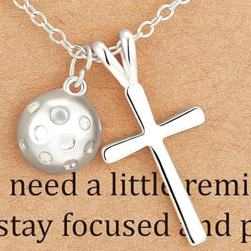 Unisex Fashion Necklace with Sports Ball Crucifix Pendant Basketball Volleyball Softball Adjustable Lightweight Copper