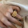 1 Elegant Adjustable Leaf French-Inspired Zircon Ring with Sparkling  Vintage Golden-Tone Design Open Ring
