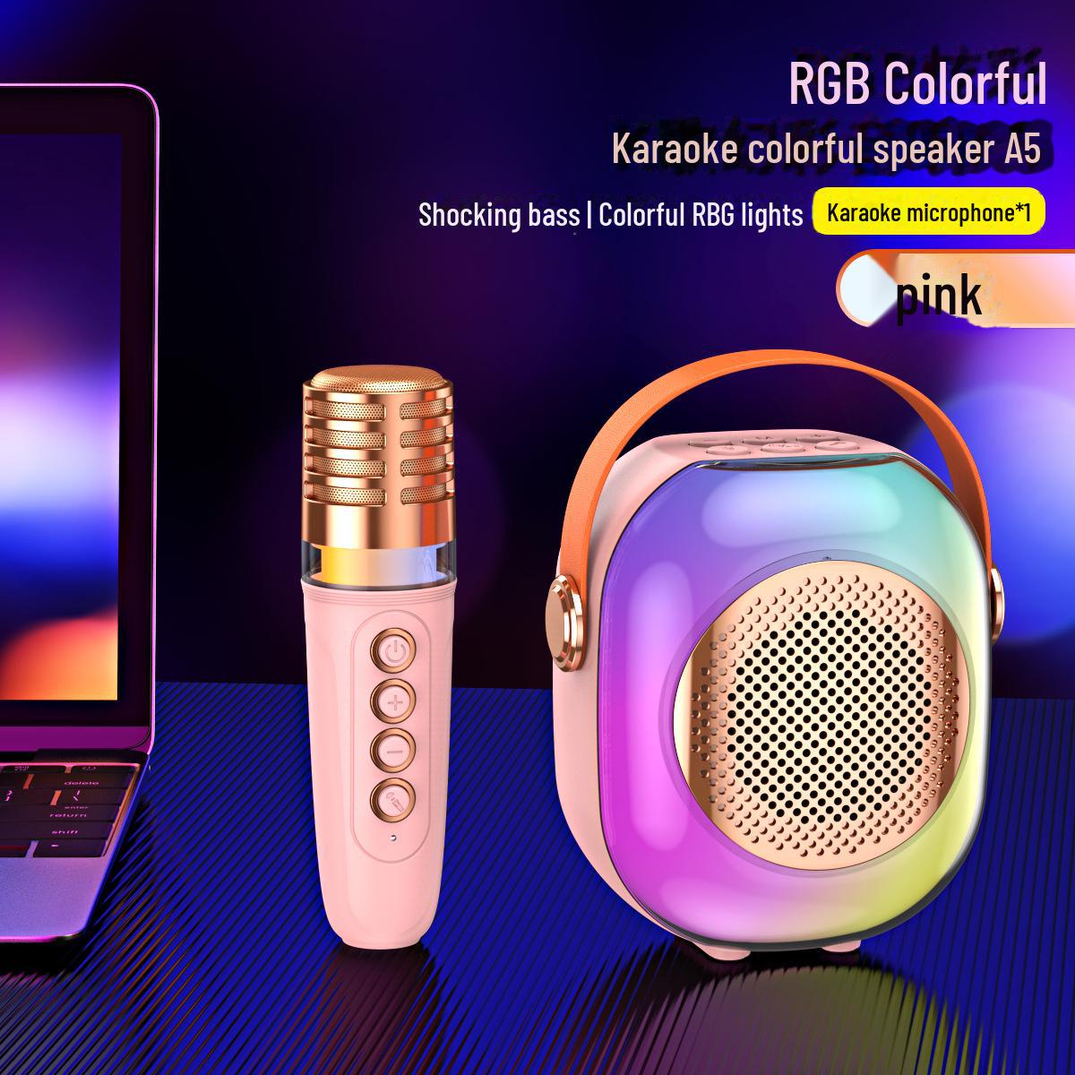 

Портативный RGB Bluetooth-динамик с беспроводным микрофоном Single Microphone