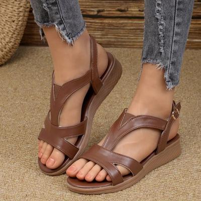 New Summer Sandals Women Square Toe Split Leather Gladiator Shoes Chunky Heel Back Strap Sandals for Women High Heels Sandals