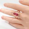 Rose Golden Classic Oval Synthetic Red Gemstone Rings For Women Hollow Carving Craft Luxury Wedding Rings Jewelry Gift
