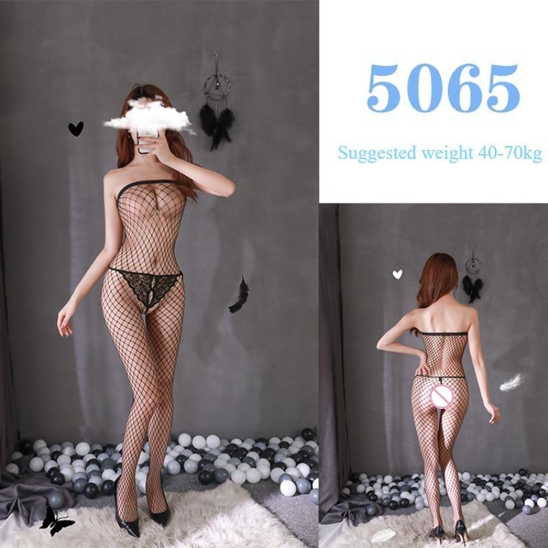 Sexy Lingerie Sexy Mesh Clothing Stockings Mesh Socks Open Cut No Take Off Women's Hollow Out Uniform Set  Jumpsuit Socks