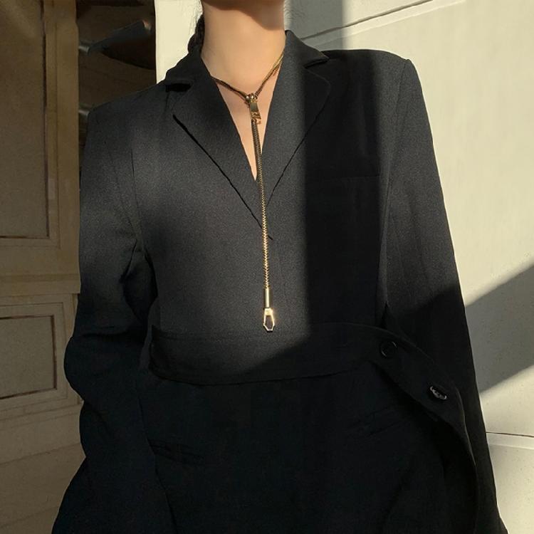 Zipper Chain Necklace Women Men Gold Color Metal Multipurpose Necklace Jewelry