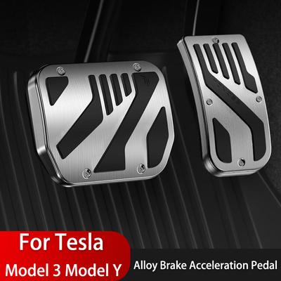 New Tesla Model 3 Y 2021-2024 Foot Pedals Cover Accesories Car Pedal Cover Non-Slip Aluminum Alloy Accelerator Gas Fuel Brake