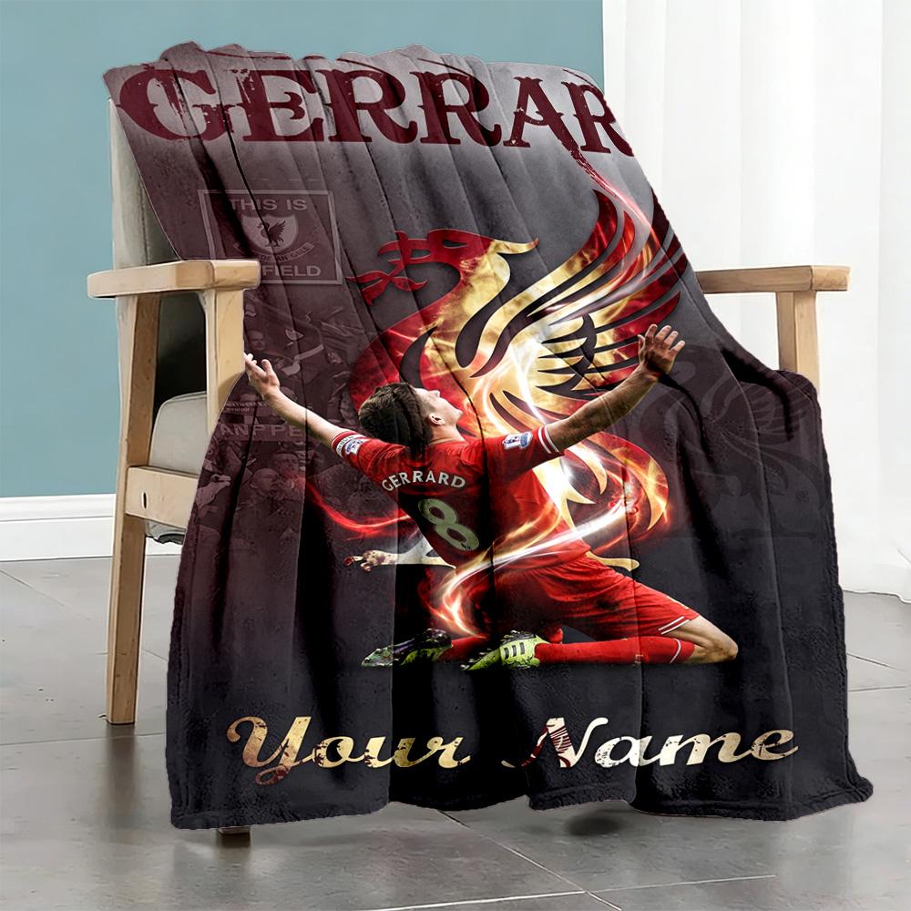 Liverpool Fc Personalized Text Blanket Lightweight Customizable Blanket Durable Comfort For Home Decor Couch Office Bedding Four Seasons Multipurpose