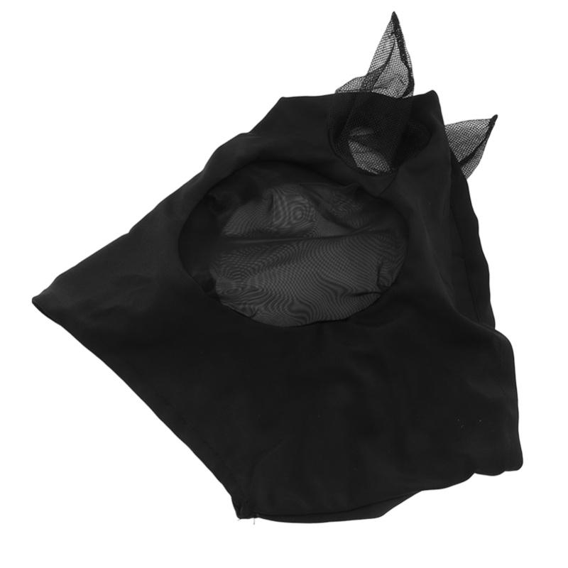 Horse Mesh Fly Mask Breathable Elastic Horse Face Mask With Ears Protection Riding Equestrian Equipment Black