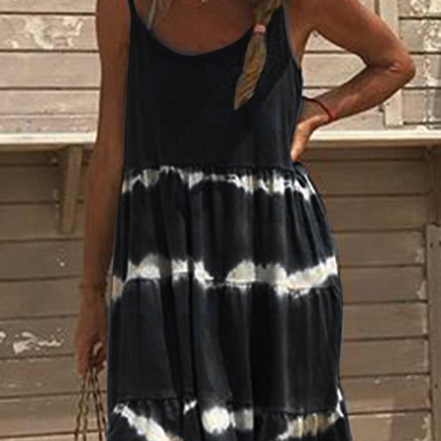 Women's 2025 Tie-Dye Sling Dress - Solid Colors Available