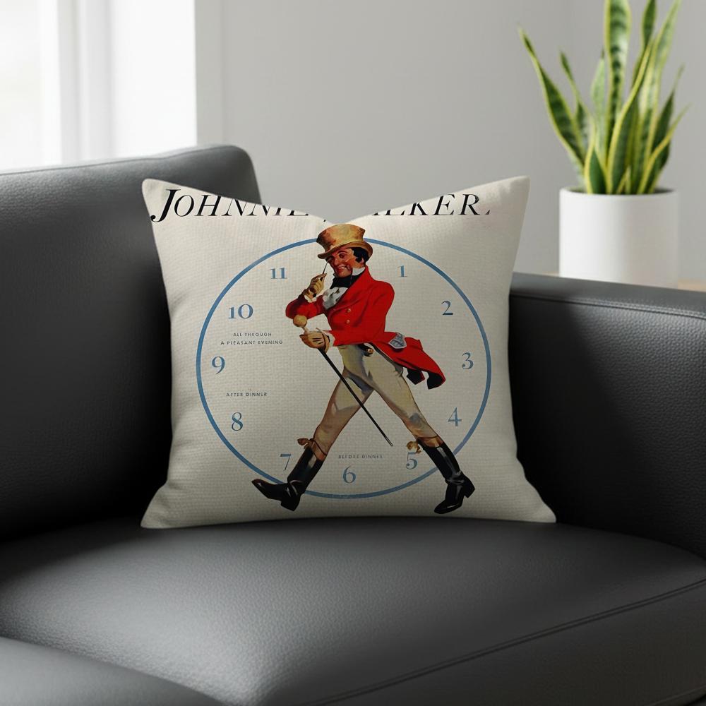 Brand Johnnie Walker Cushion Cover Natural Linen Pillowcase Set AllinOne Decor for Sofa Bedroom Chair