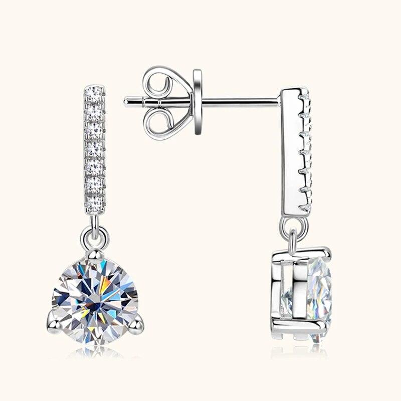 D Color 1ct  Zircon Drop Earrings for Women  Sterling  Plated Wedding Earring