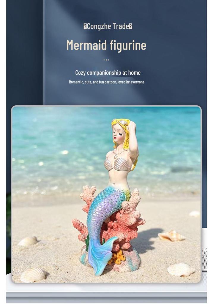 Mermaid Resin Ornament for Aquariums and Ponds
