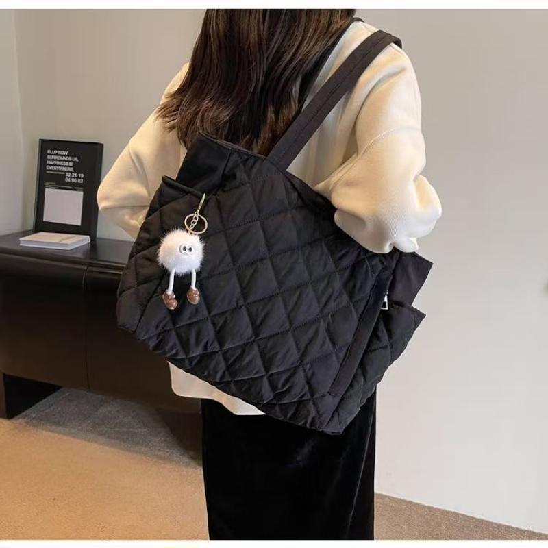 Cotton Bag Rhombus Large Capacity Women'S Hand-Held Tote Bag Commuter Shopping Versatile Shoulder Bag