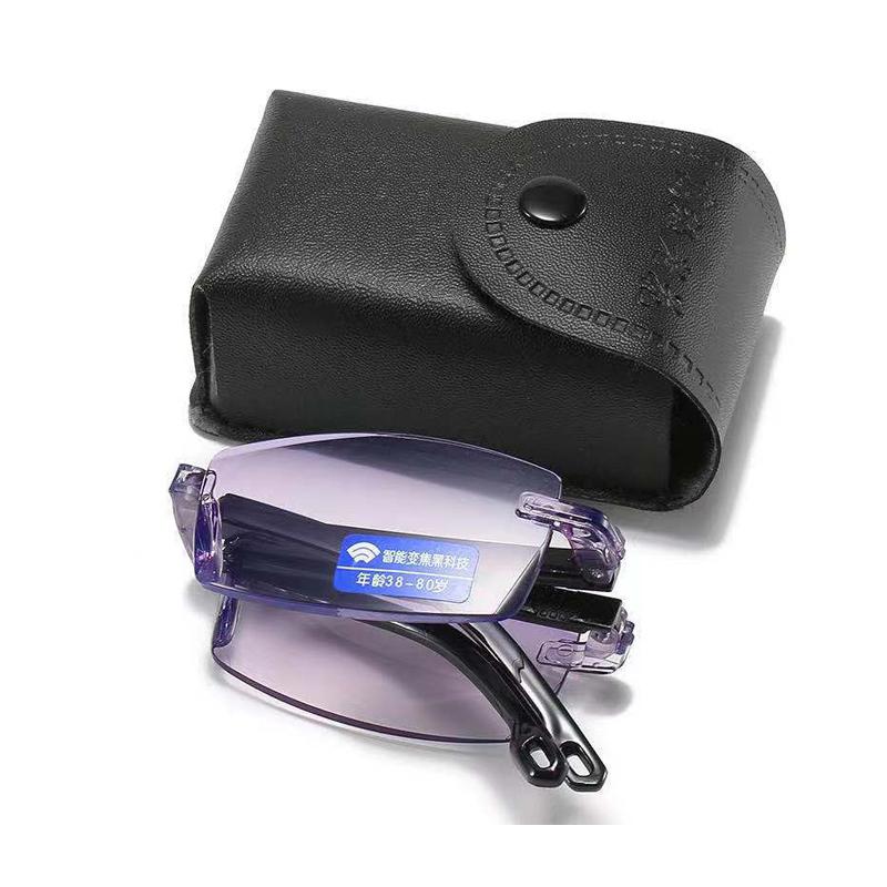 Faltbare Lesebrille Schwarzer Metallrahmen Teleskopisch Drehbar Presbyopie Brille Mit Etui +1.0 +1.5 +2.0