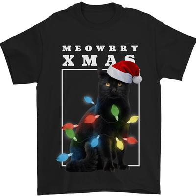 Meowy Weihnachtsbaum Lustige Katze Weihnachten Herren T-Shirt 100% Baumwolle Unisex T-Shirt