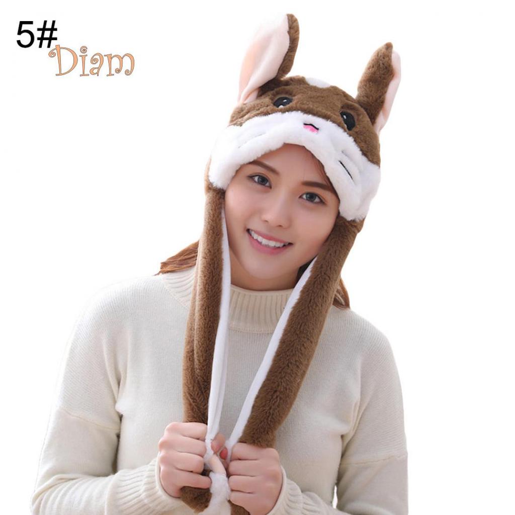 Plush Moving Rabbit Animal Ear Hat Cap 