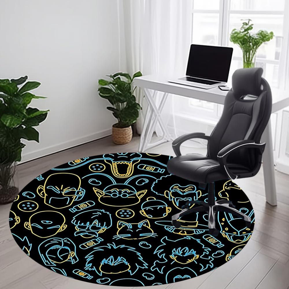 1pc Cartoon Character Illustrations Office Round Area Rug, Under Office Chairs Bedroom Living Room Home Decor, Room Deco, Available In Various Sizes