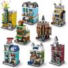 HUIQIBAO Moc Architecture Street View Building Blocks coffee Store Restaurant Room Children City Construction Brick Toy Set Gift