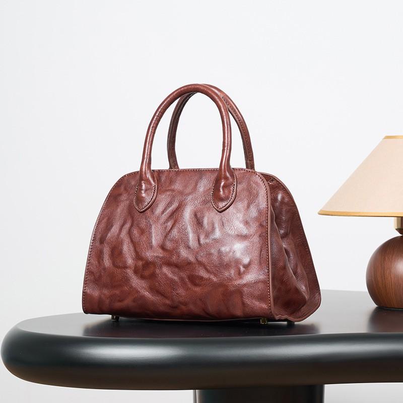 

Advanced Retro Women s Bag Genuine Leather Hand-held Bowling Tree Cream Vegetable Tanned Cowhide Crossbody Shoulder 25-16.5-19CM кофейный