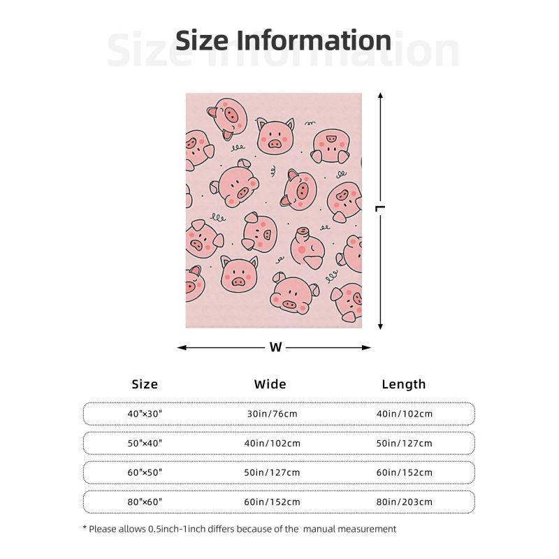 Custom Pink Pig Face Cartoon Pattern Blanket 3D Printed Soft Flannel Fleece Warm Throw Blankets for Home Bedding Couch Quilt