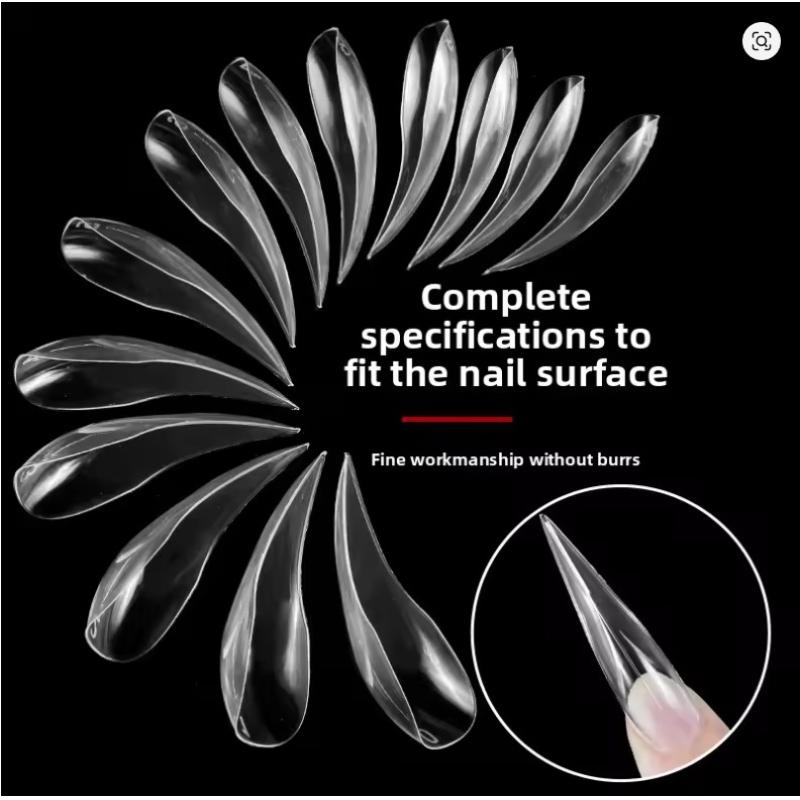 140Pcs/Box Short Curved Stiletto Nail Dual Form For Nail Extension Of 3D Cat'S Claw Sculptural Acrylic Nails Full Cover Molds