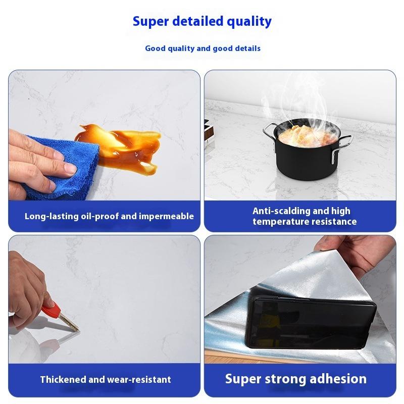 Film auto-adhésif en marbre pour cuisine, poêle à Film résistant à l'huile, étanche à l'humidité, autocollant de carrelage de rénovation d'armoire de comptoir