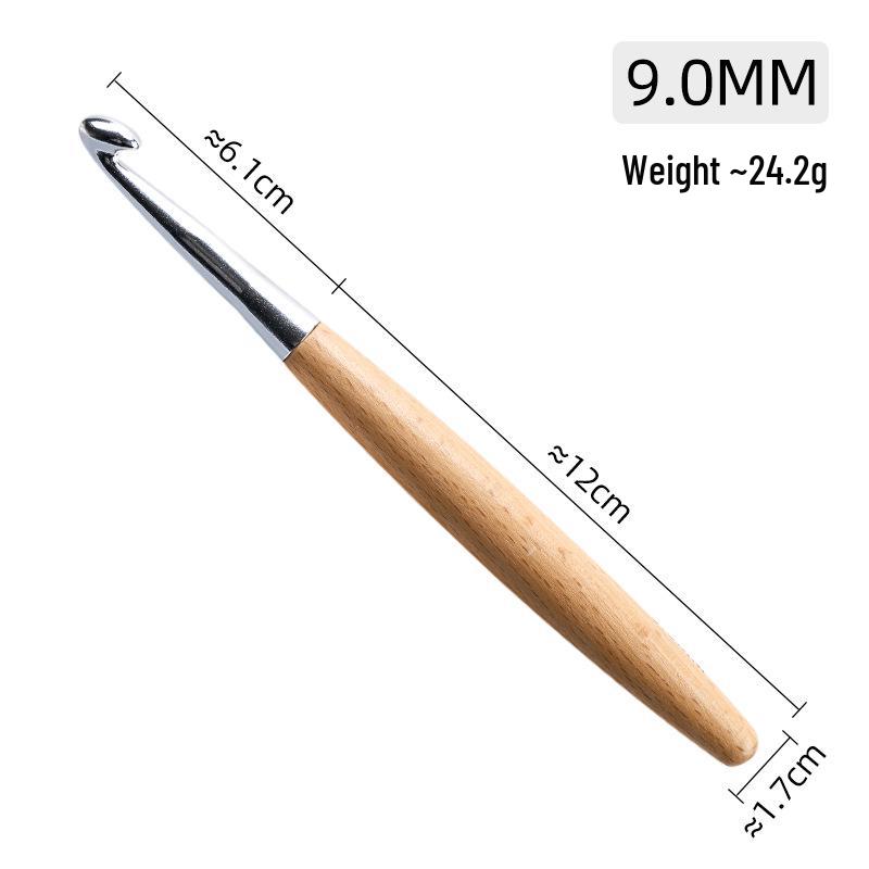High-Quality Solid Wood Crochet Hook Set with Wooden Handles for Yarn and Sweater Knitting.