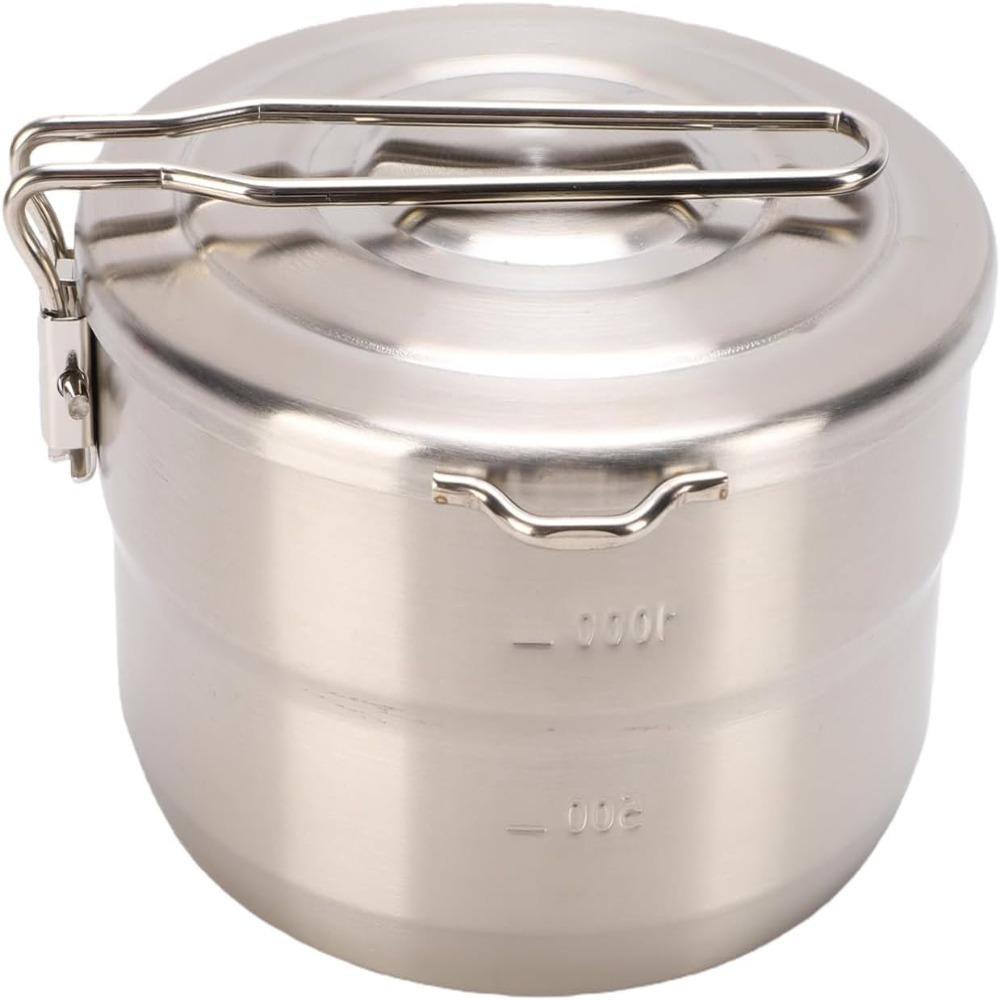Folding Handle 304 Stainless Steel Lunch Box With Lid Outdoor Cookware  Backpacking