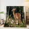 1PC The Fawn Is Surrounded By Flowers Print Warm Comfortable Blanket Home Travel Camping for Adults and Kids Luxury Gifts