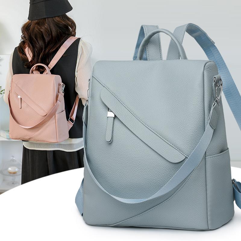 Schoolbag backpack Korean version fashionable simple contrasting color large capacity women's backpack anti-theft leisure travel versatile schoolbag