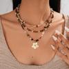 Tiger's Eye Beaded Geometric Round Flower Adjustable Necklace Ethnic Style Item Decoration