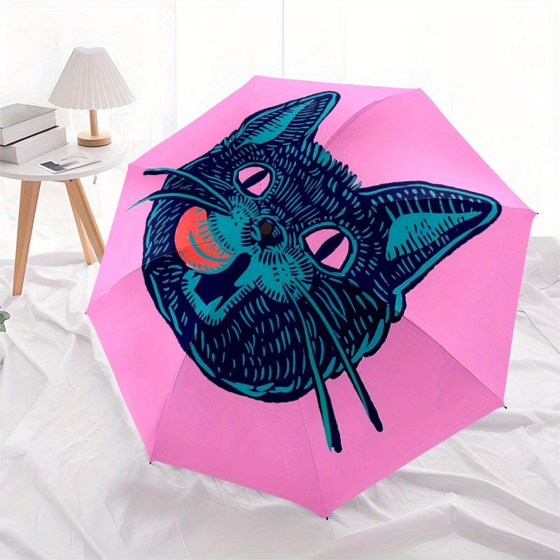 1pc Cat Face PrintAutomatic Open/close, All-Season Portable Folding Umbrella for Friends, Travel, Everyday, Events - Compact Parasol, Outdoo