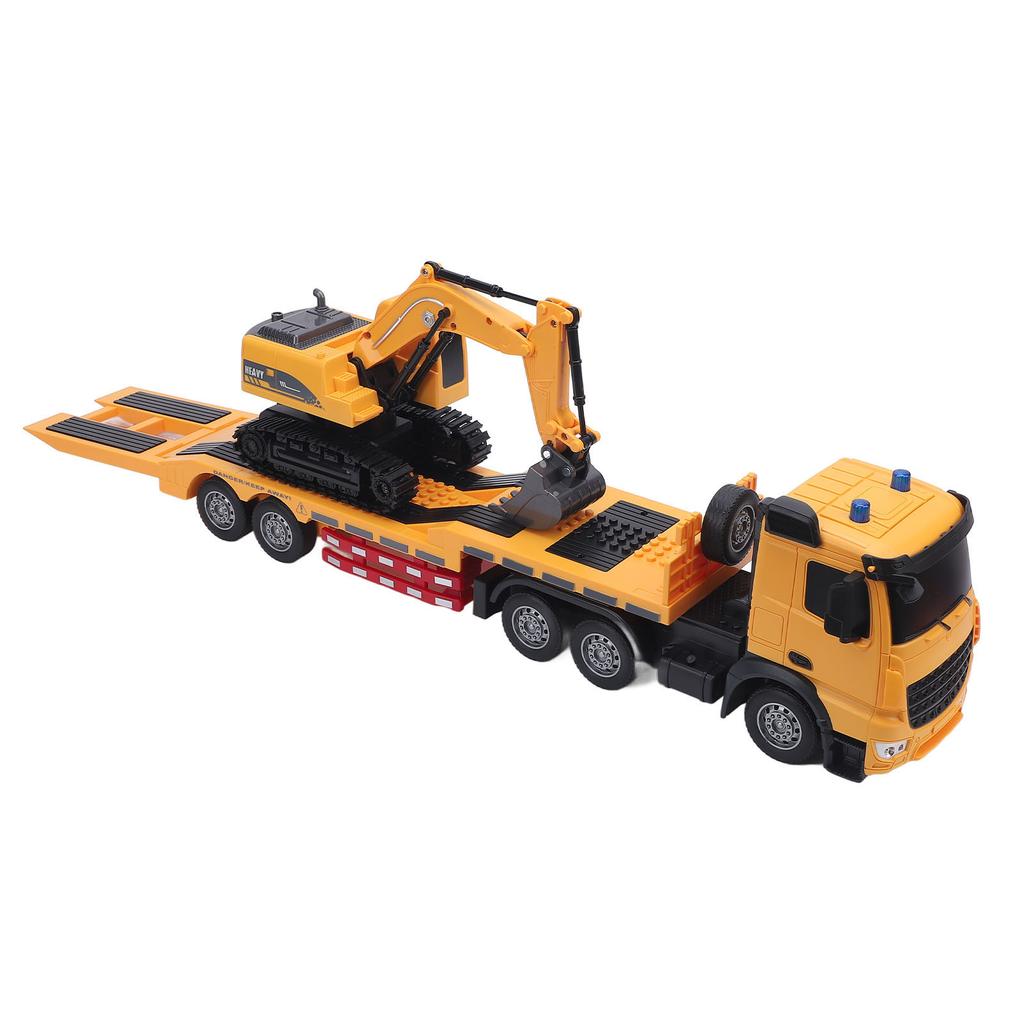 RC Semi Truck Excavator Toy Set Educational Dual Remote Control Battery Powered 2 In 1 Construction