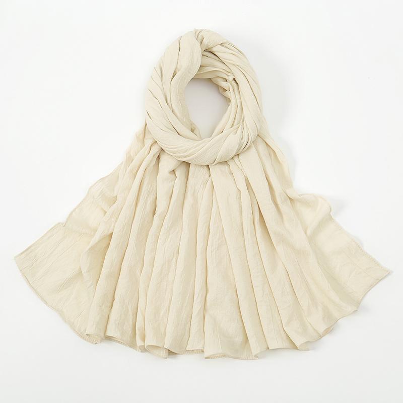 New Muslim Hijabs For Women Scarf Plain Long Shawls Femme Musulman Soft Crinkle Cotton Headscarf Wraps Islamic Turban Headband