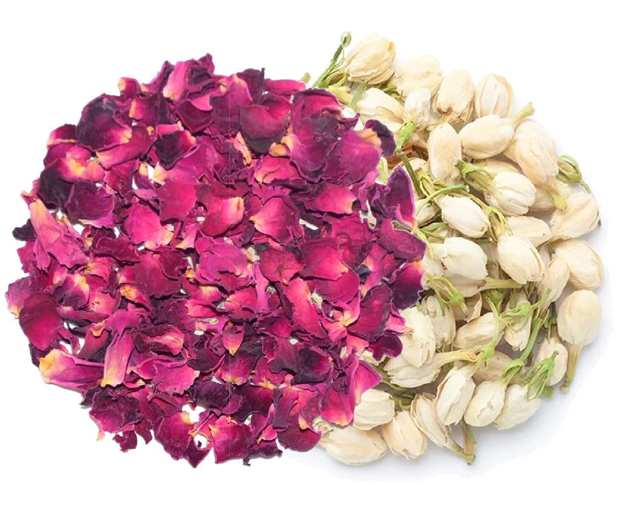 

A D Food & Herbs Combo of Dried Jasmine/Rose Flower Petals Aromatic Edible for Homemade Lattes, Tea Blends, Bath Salts, Gifts, Crafts each