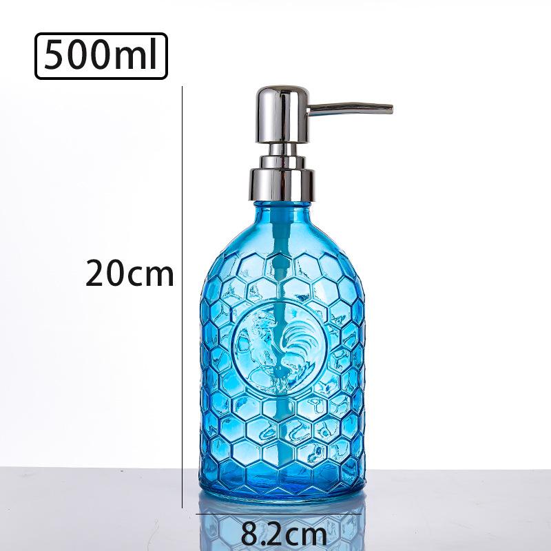 500ml Skleněný dávkovač s pumpičkou na dezinfekci rukou, šampon nebo sprchový gel