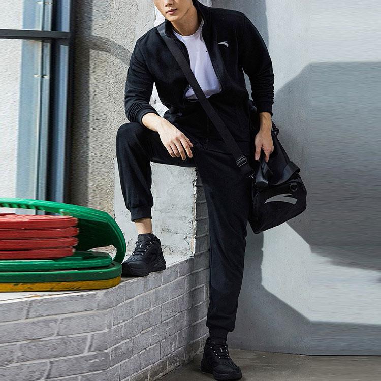 Anta Knitted Collar Long Sleeve Jacket Men Outerwear Black 952138738-3