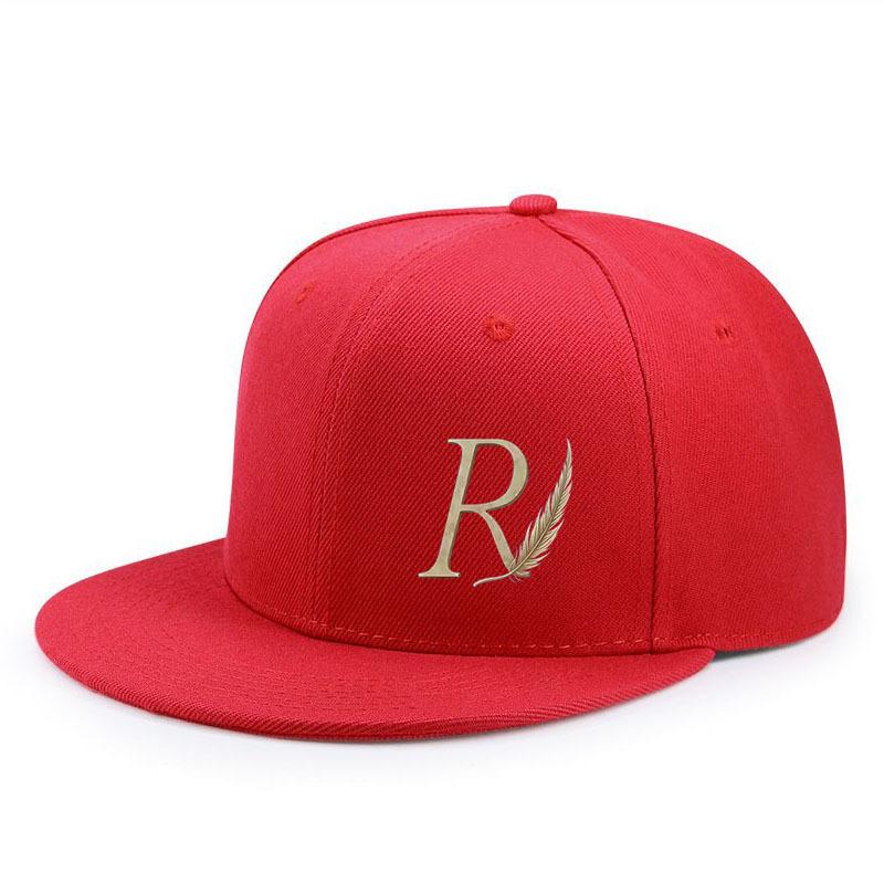 Flat-brimmed Hip-hop Baseball Cap Printed with Letter R Pattern Adjustable Outdoor Street Sports Hat