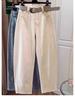 Women's Plus Size High Waist Retro Curved Leg Off-White Jeans – 2025 Style, Loose Fit, Banana Pants