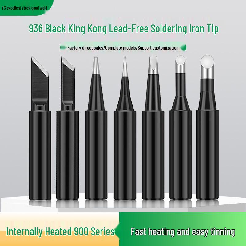 Black King Kong 936 Soldering Iron Tip - Constant Temperature, Internal Heating, Electric Soldering Station Tip.