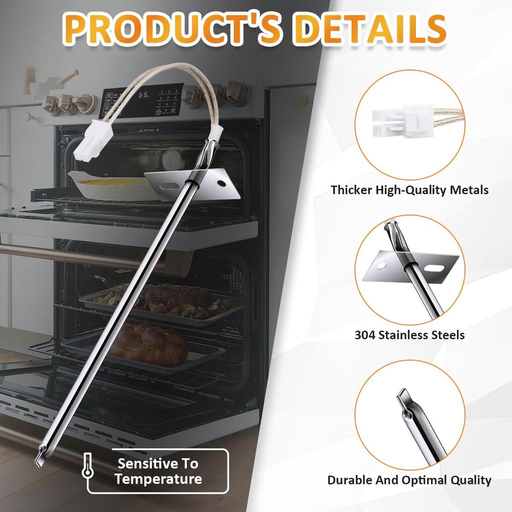 WPW10181986 W10181986 Oven Temperature Sensor Probe Replacement Part - Exact Fit for Whirlpool Maytag Kenmore Ranges - Replaces WPW10181986 8273902