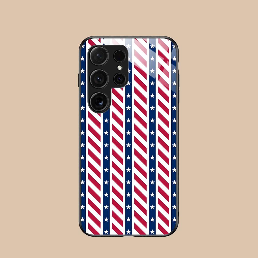 

Red Blue Stripe Mobile Phone Case for Samsung Galaxy A56 55 54 53 52 51 36 35 34 23 16 15 5G Glass Colorful Cover Pretty Luxury Galaxy A52s 5G
