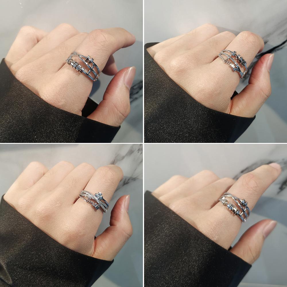 Women's Double Layer Rotating Ring Anxiety Relief Stress Reducer Simple Band Spinner Jewelry For Calming And Relaxation