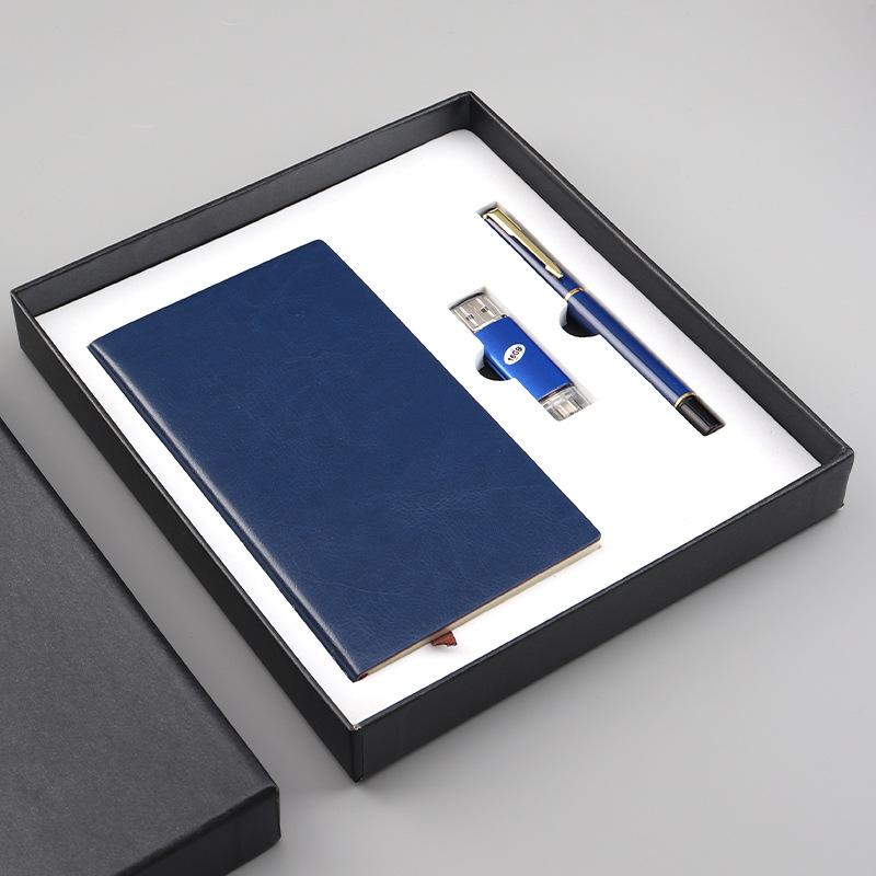 

Деловой сувенир, Набор блокнот + USB-накопитель + ручка, Офисная канцелярия, Деловой набор, Справочник A6 синий