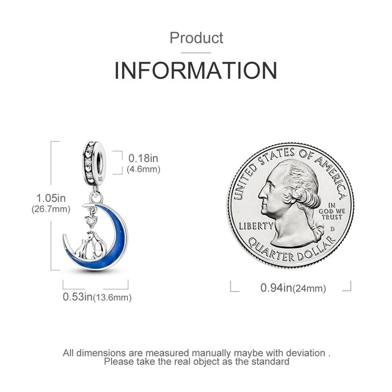 Charms Copper Dreamy Luminous Blue Moon Cat Pendants Fit Charms Plata Original Bracelet Beads Women Jewellery Making Diy